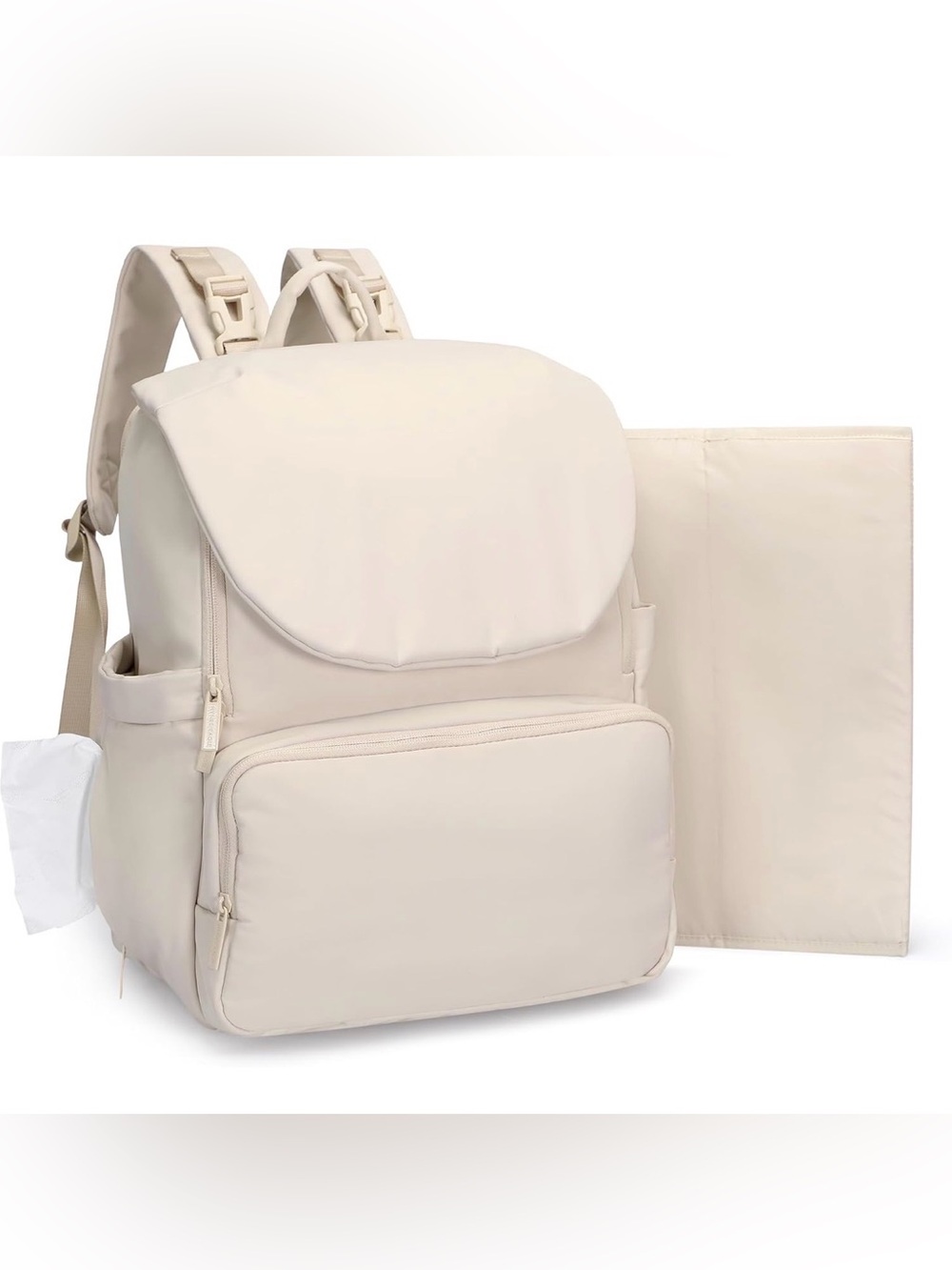 Cream Women's Convertible Backpack Diaper Bag - Lightweight Travel Tote